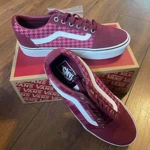 NIB VANS Ward Platform Burgundy Plaid Mix Port VN0A3TLCPRT Old Skool Style Shoe